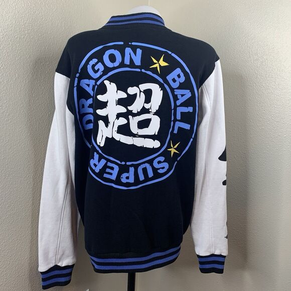 Dragonball Z Vegeta Mens Sz S Varsity Snap Button Black White Anime Jacket Coat - Picture 4 of 9